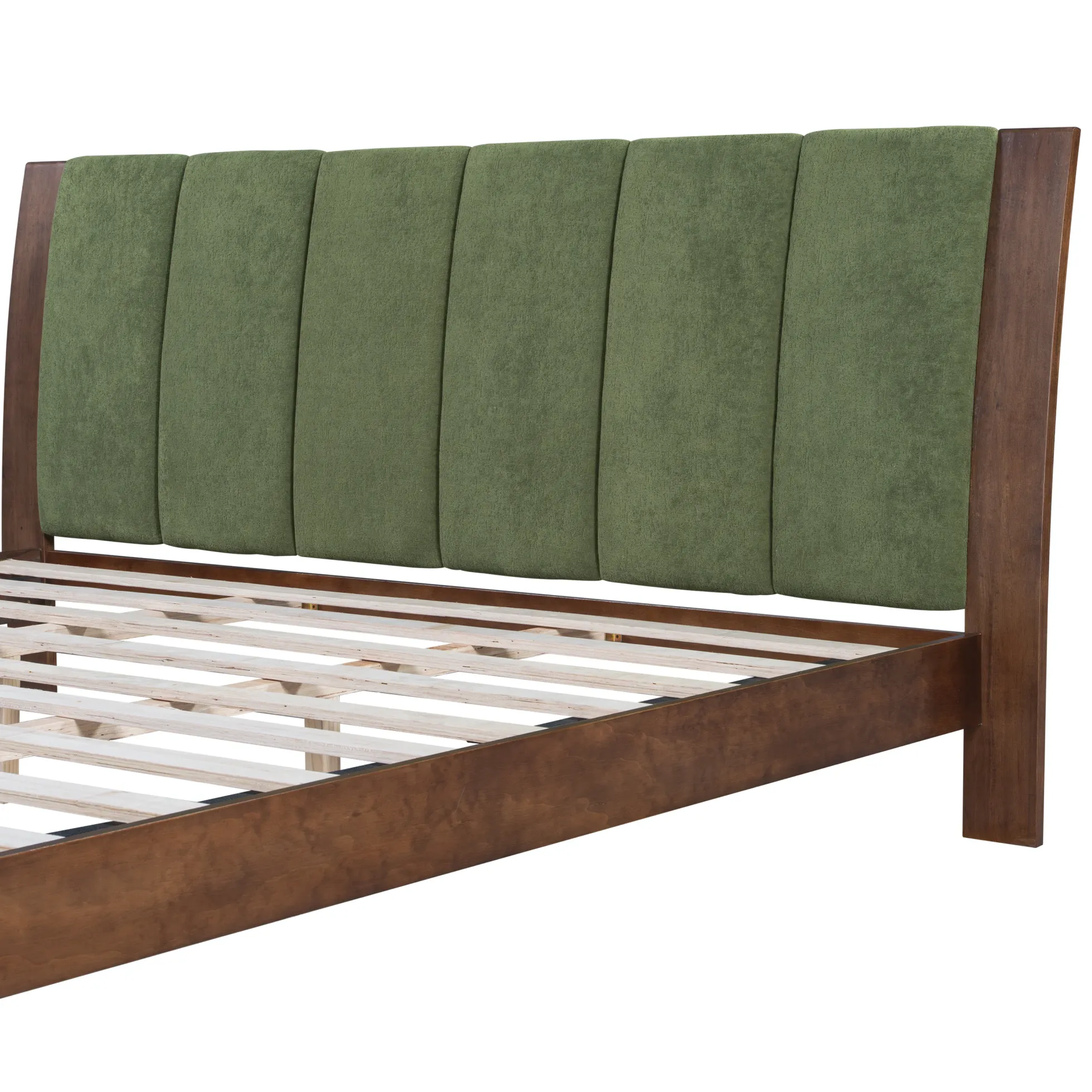 Mid Century Modern Wood and Upholstered Bedframe