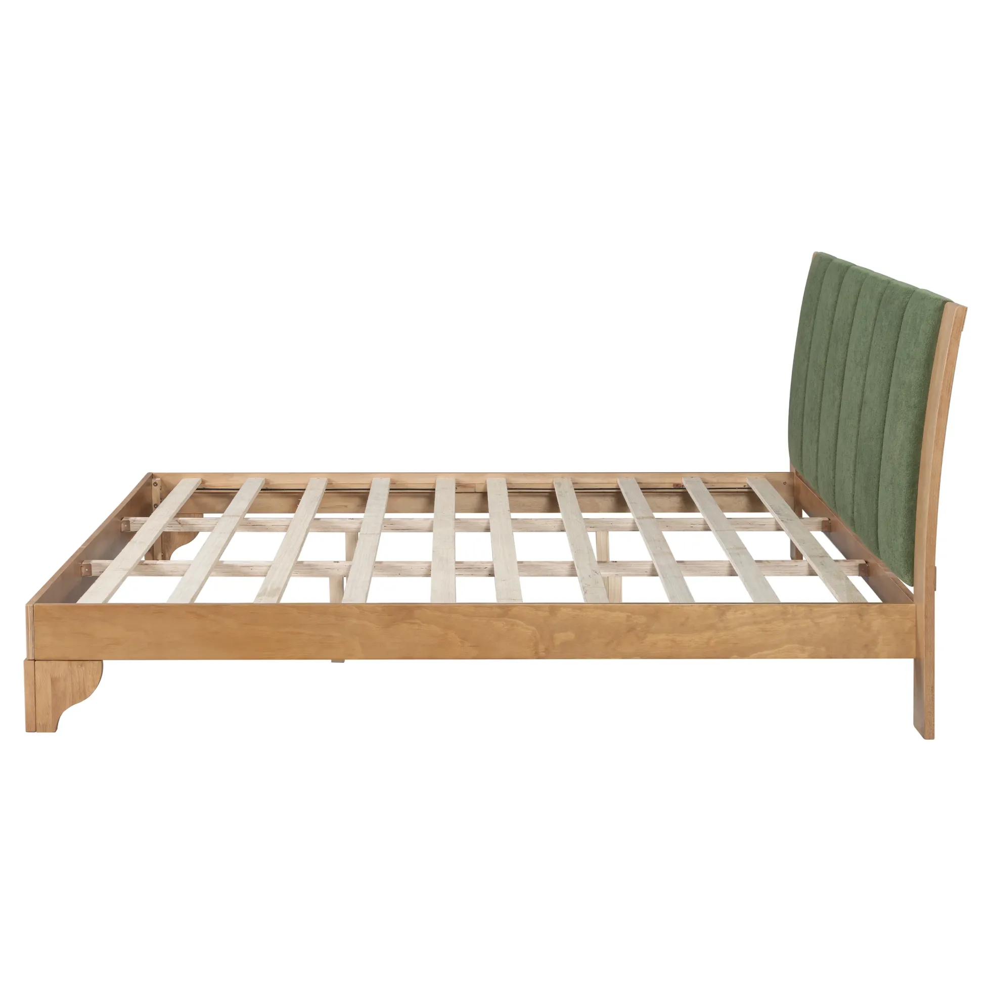 Mid Century Modern Wood and Upholstered Bedframe