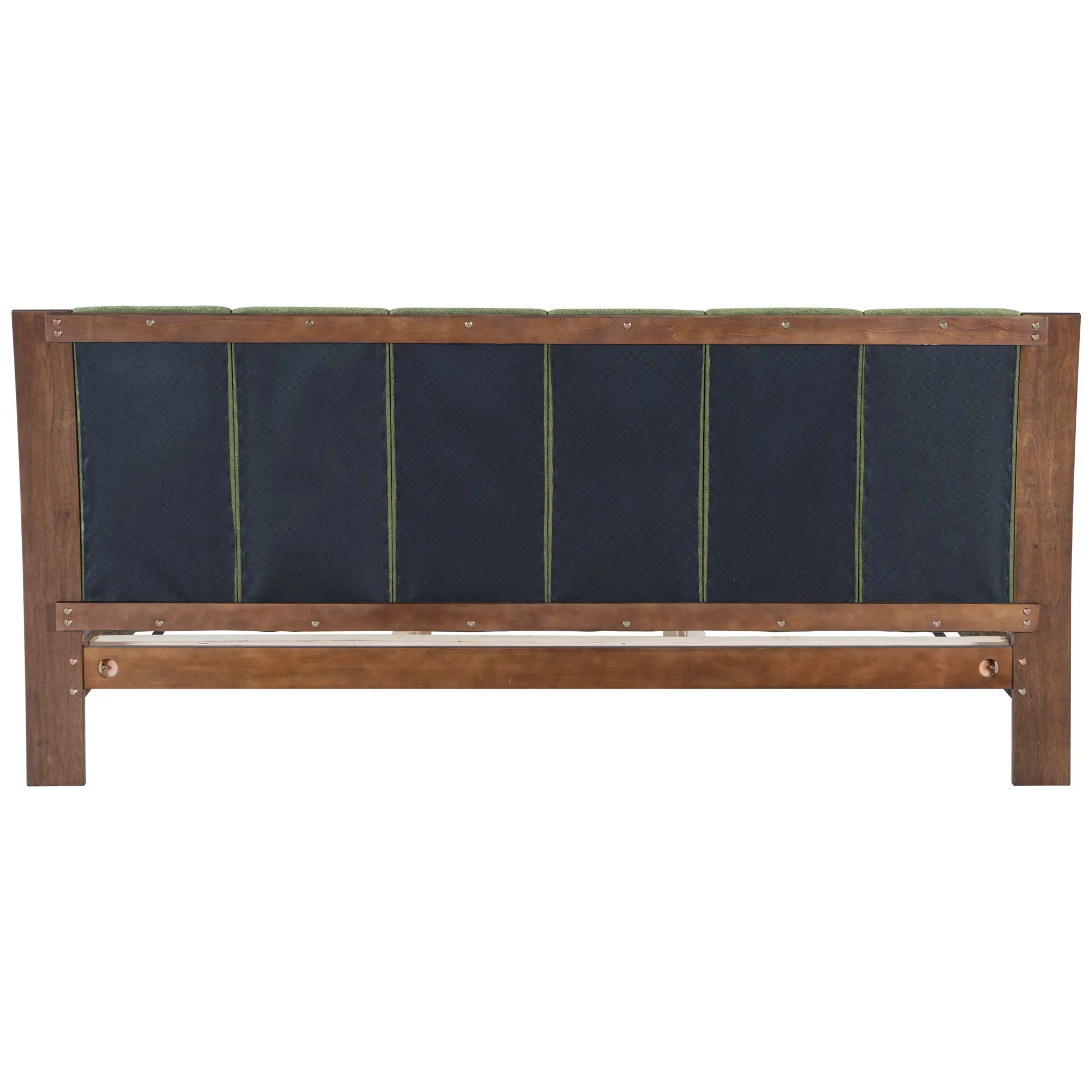 Mid Century Modern Wood and Upholstered Bedframe