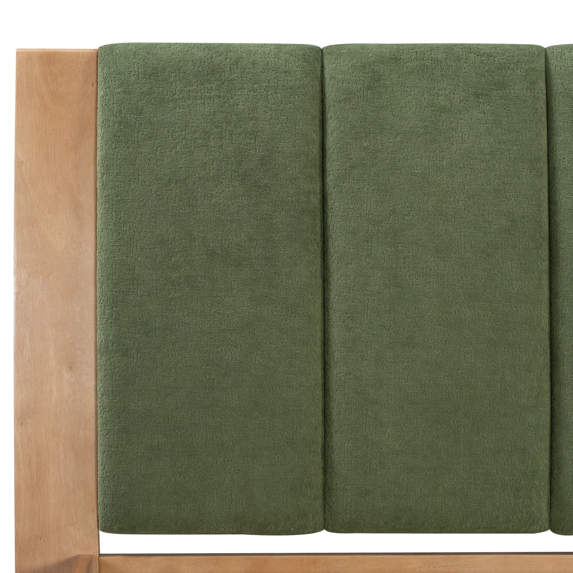 Mid Century Modern Wood and Upholstered Bedframe