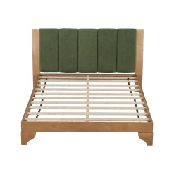 Mid Century Modern Wood and Upholstered Bedframe