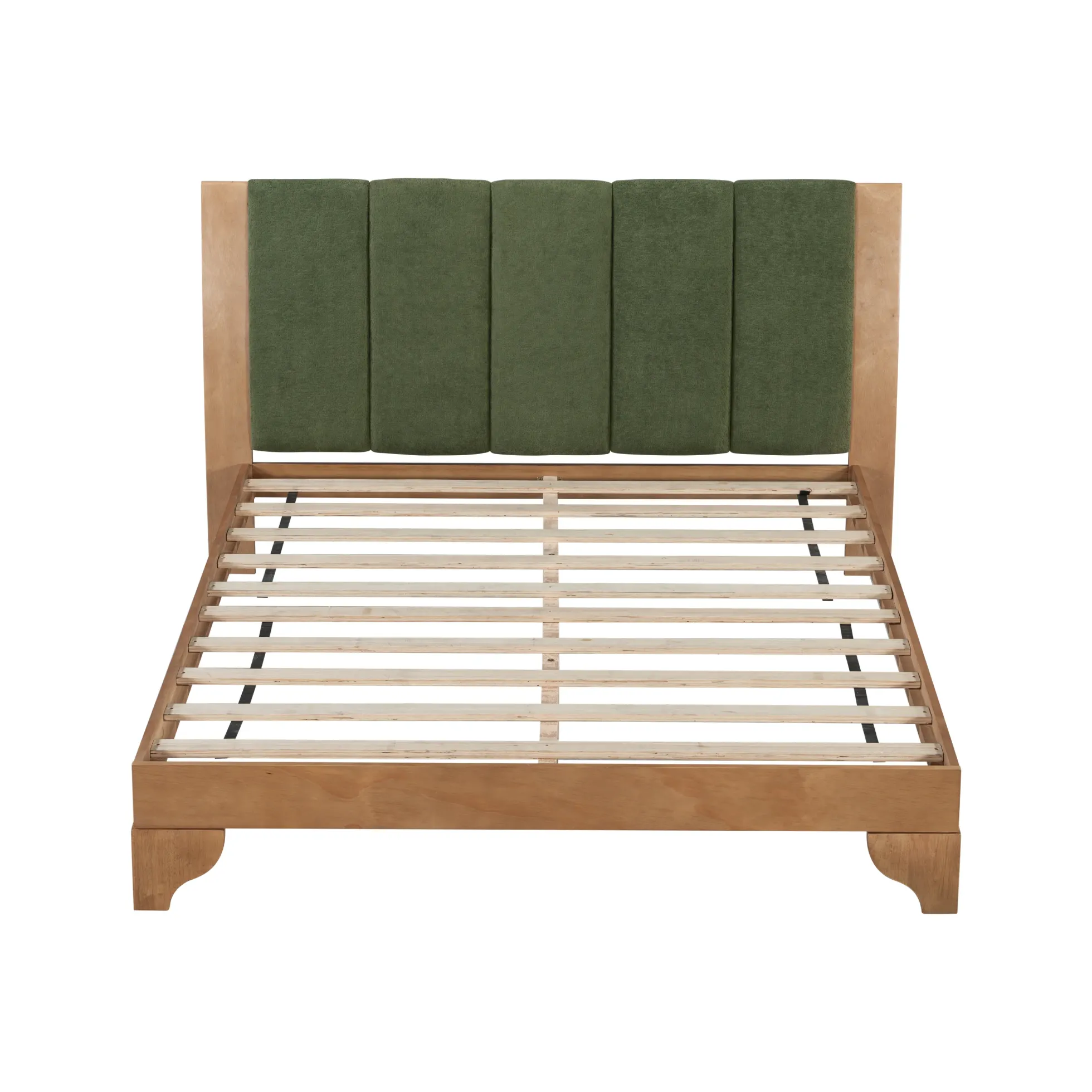 Mid Century Modern Wood and Upholstered Bedframe