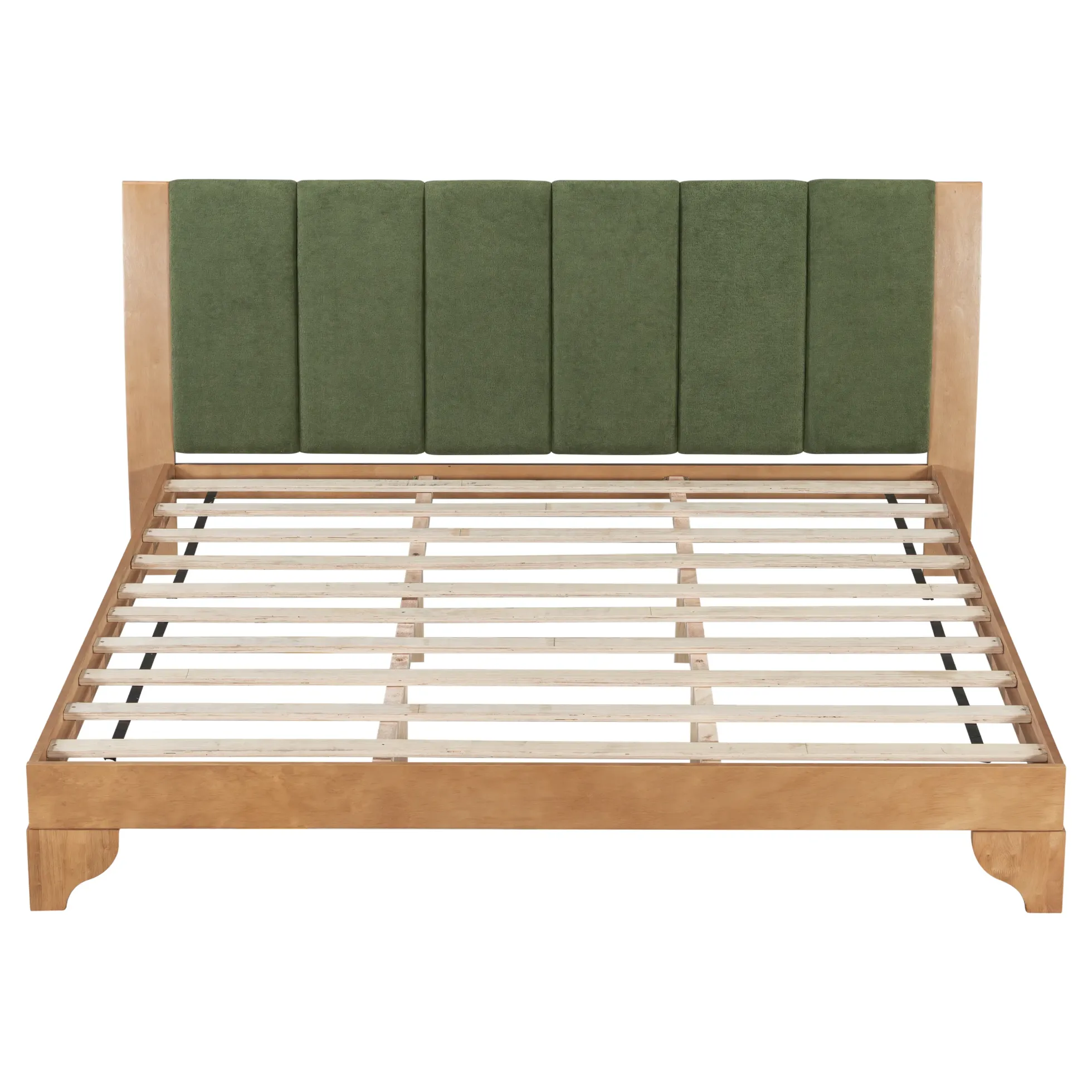 Mid Century Modern Wood and Upholstered Bedframe