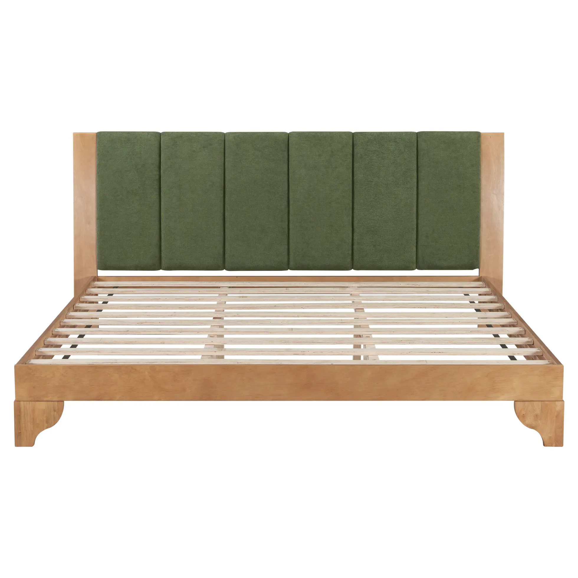 Mid Century Modern Wood and Upholstered Bedframe