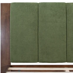 Mid Century Modern Wood and Upholstered Bedframe