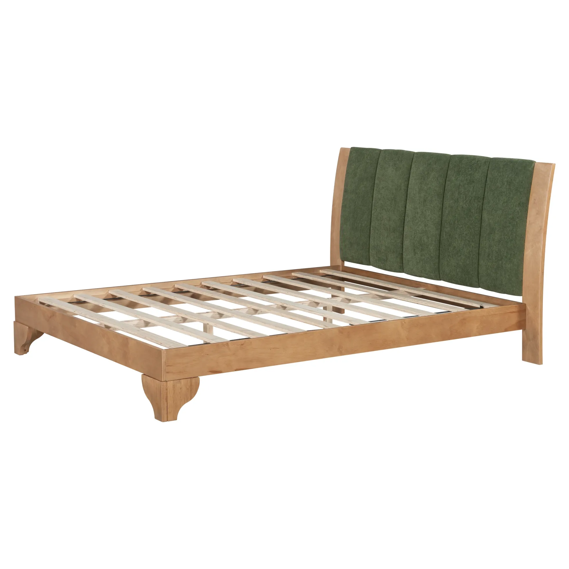 Mid Century Modern Wood and Upholstered Bedframe