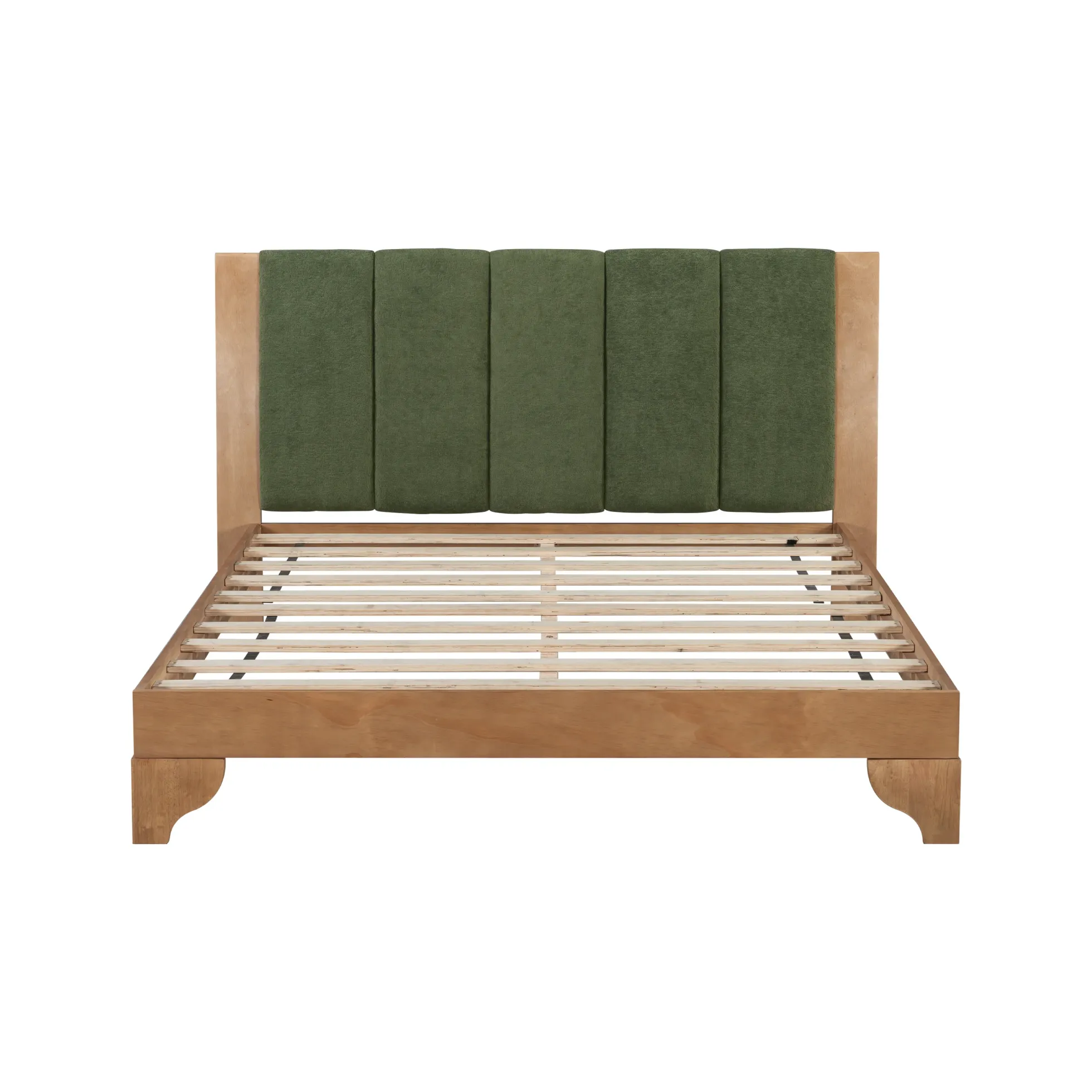 Mid Century Modern Wood and Upholstered Bedframe