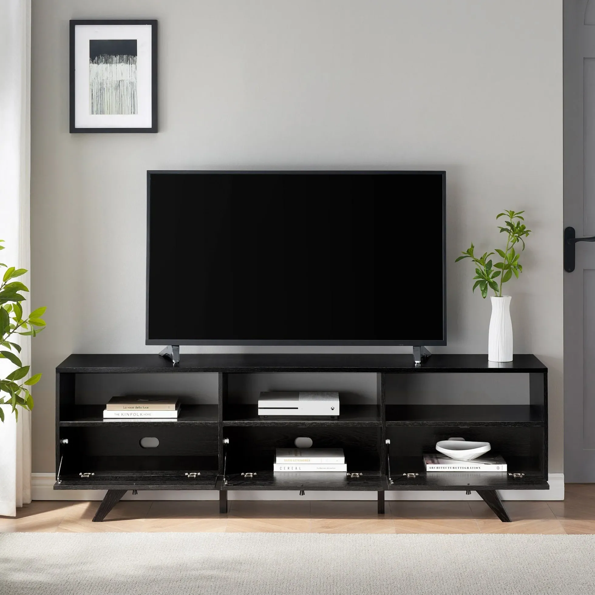 Mid-Century Kela Modern 3-Door TV Stand