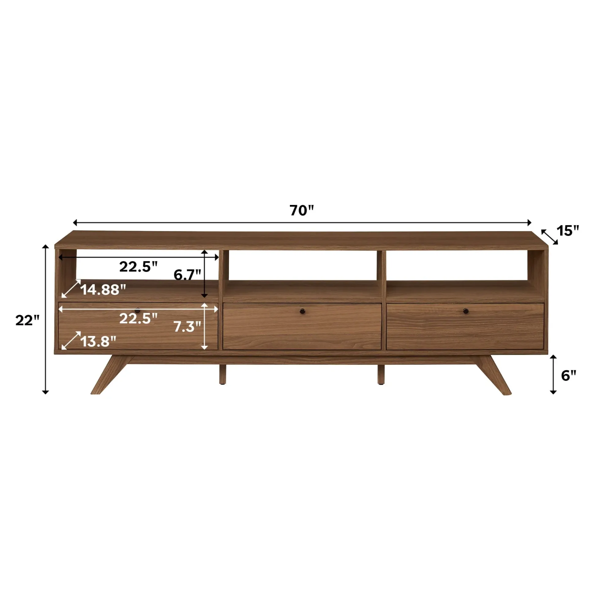 Mid-Century Kela Modern 3-Door TV Stand