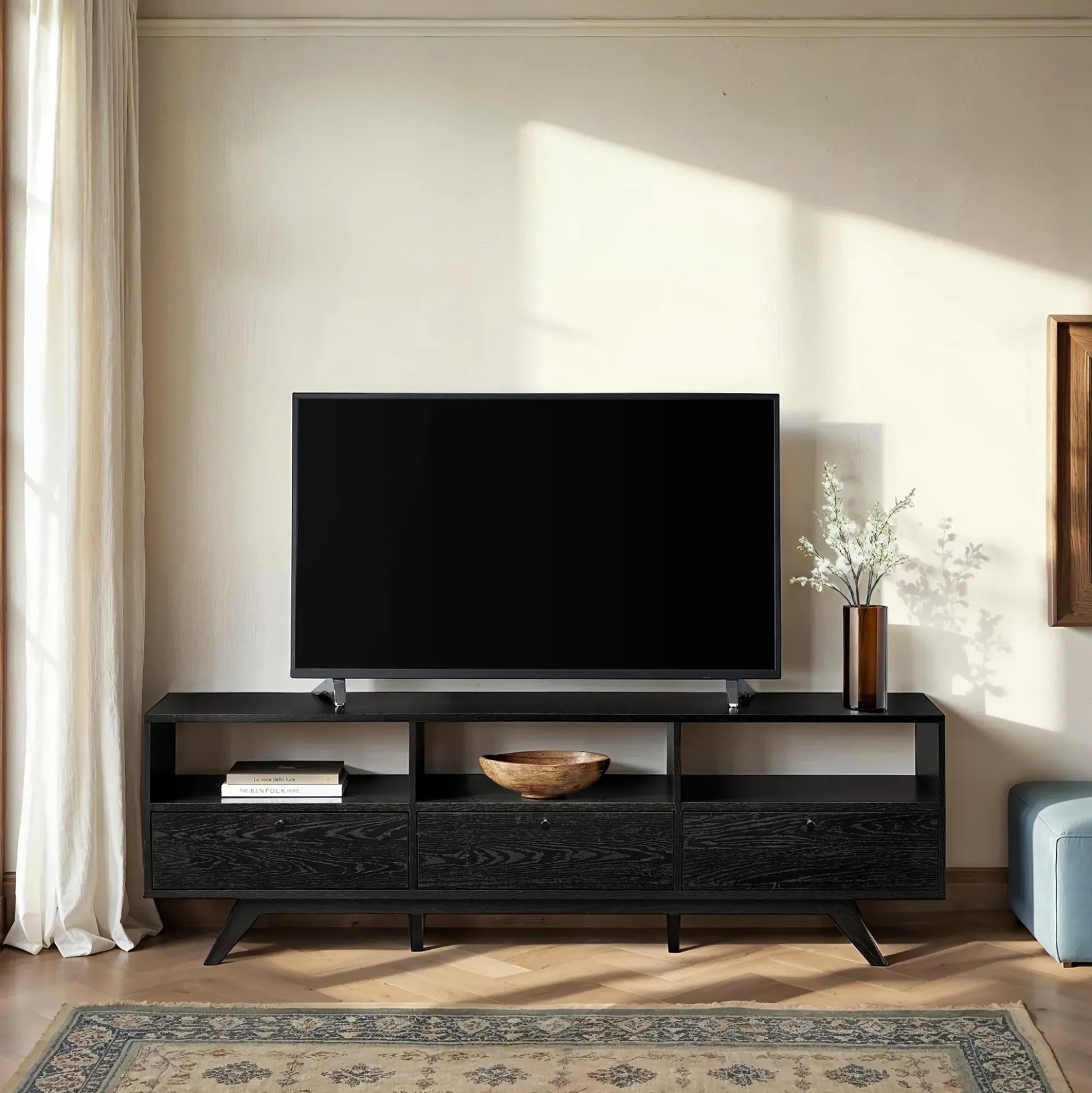 Mid-Century Kela Modern 3-Door TV Stand