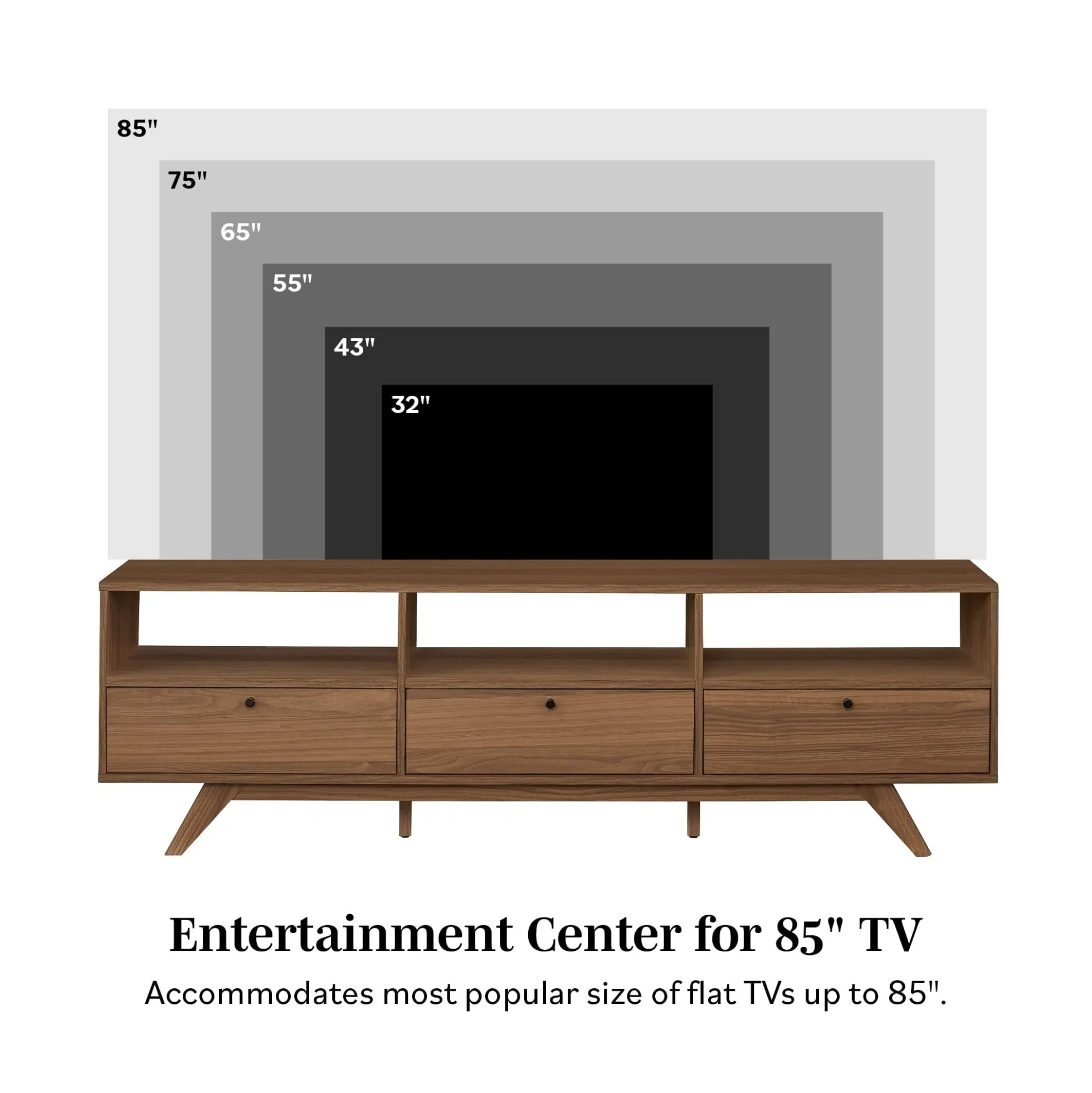 Mid-Century Kela Modern 3-Door TV Stand