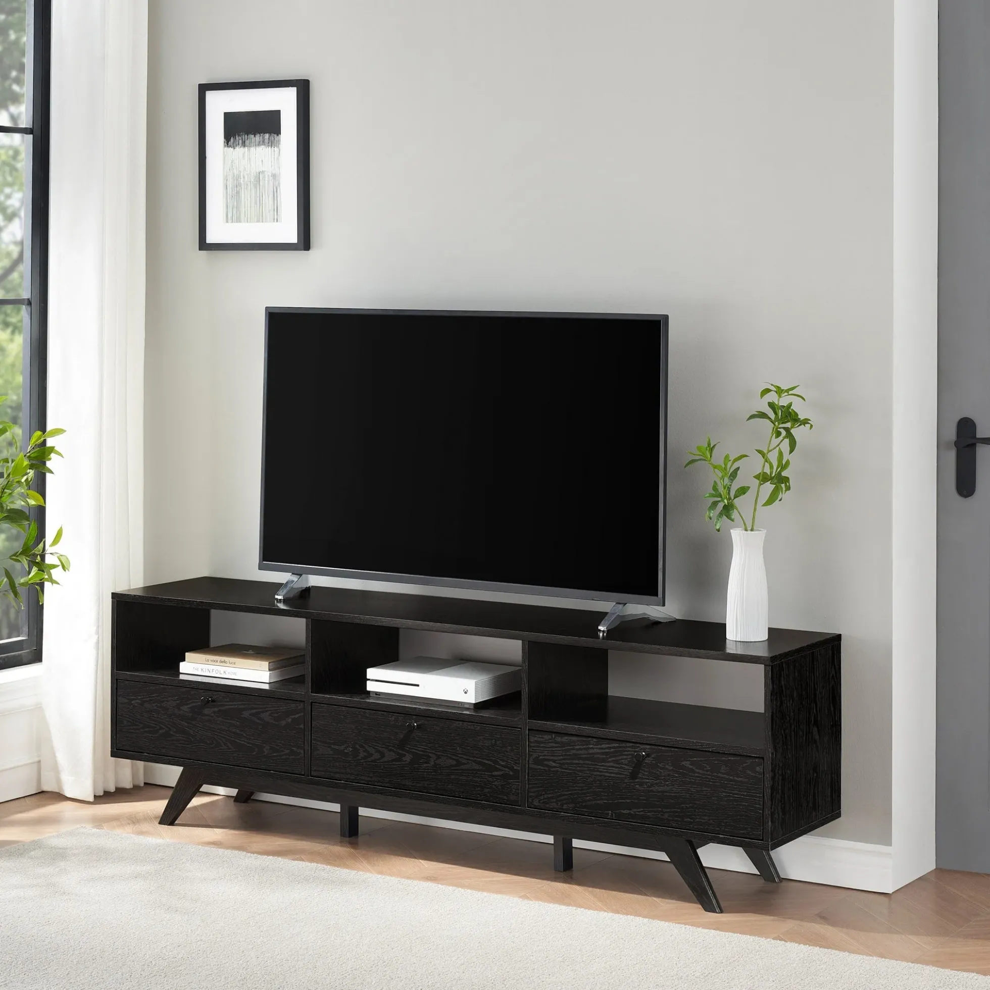 Mid-Century Kela Modern 3-Door TV Stand