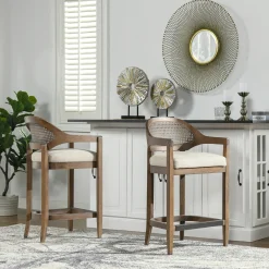 Mid-Century Modern 26' Textured Weave Counter Stool