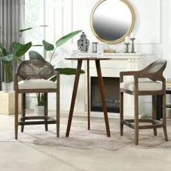 Mid-Century Modern 26' Textured Weave Counter Stool