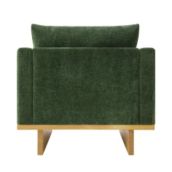 Mid-Century Modern Minimalist Green Accent Chair with Solid Wood Frame
