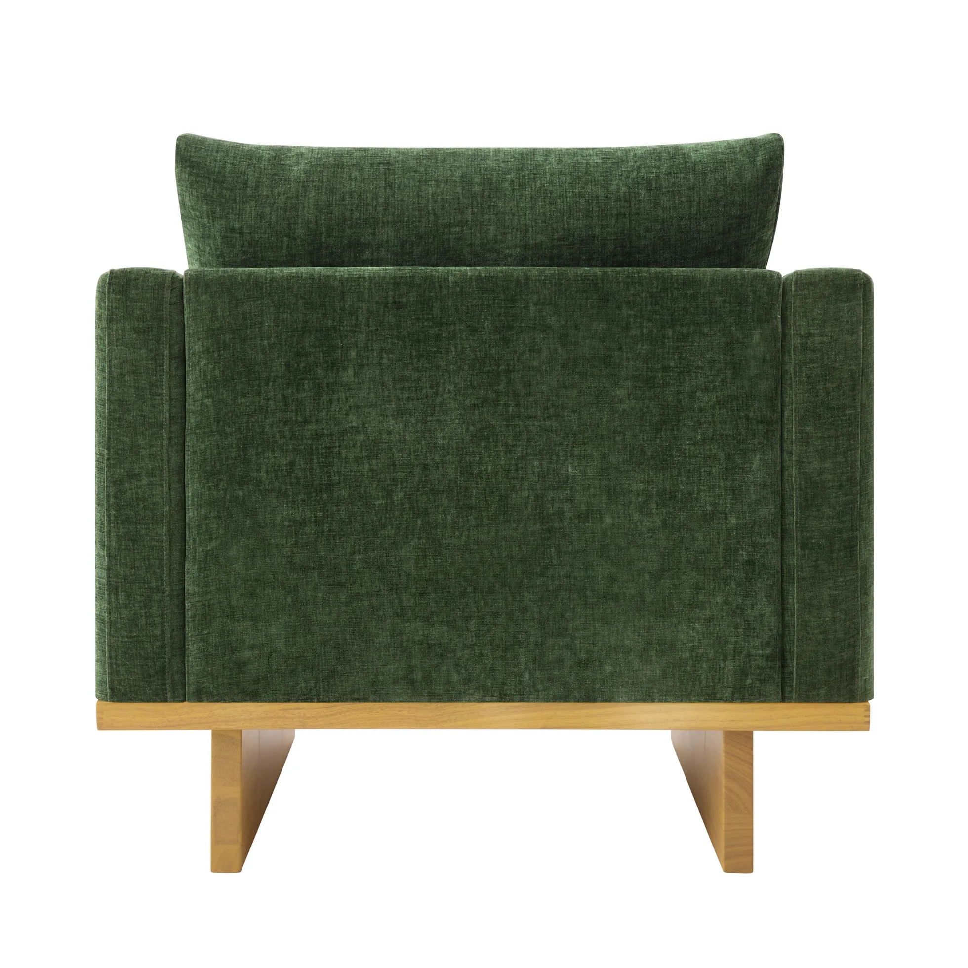 Mid-Century Modern Minimalist Green Accent Chair with Solid Wood Frame