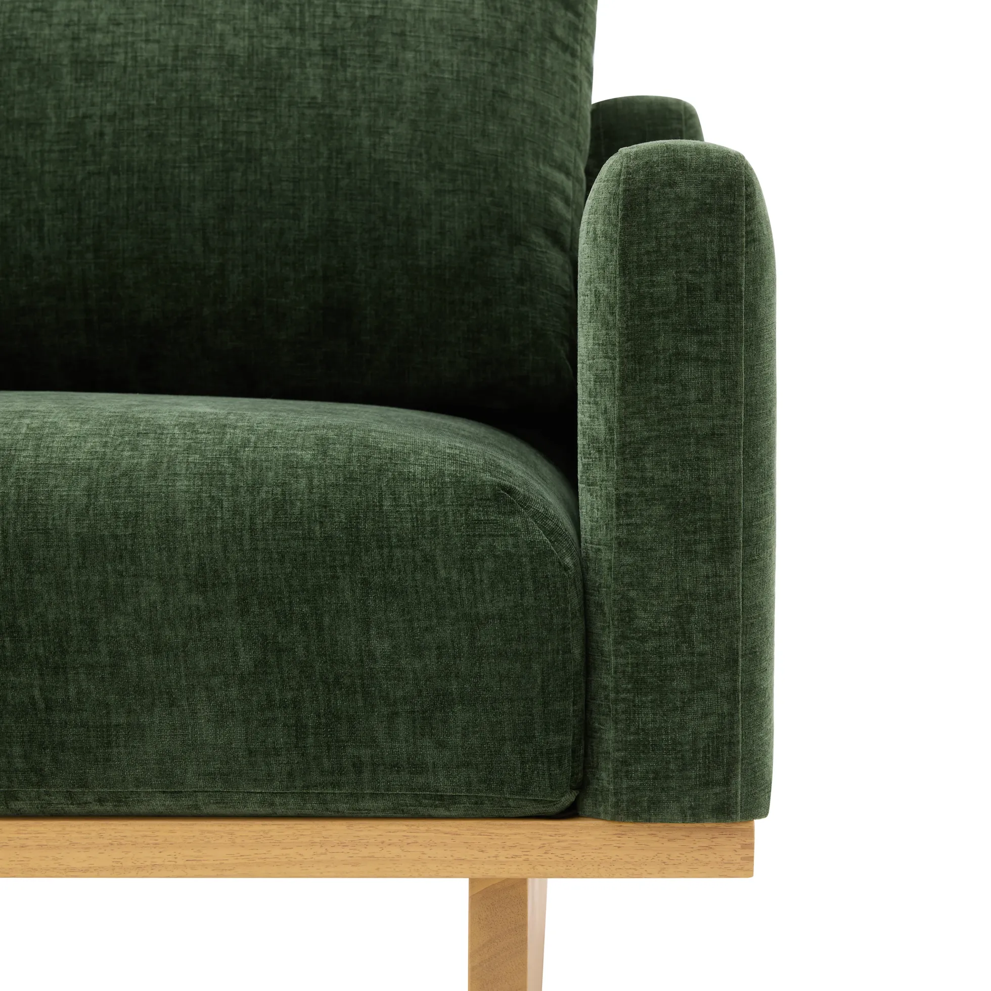 Mid-Century Modern Minimalist Green Accent Chair with Solid Wood Frame