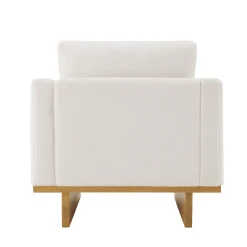 Mid-Century Modern White Minimalist Accent Chair with Solid Wood Frame