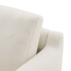 Mid-Century Modern White Minimalist Accent Chair with Solid Wood Frame