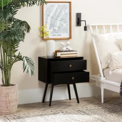 Mid-Century Solid Wood Nightstand Collection (1 or 2 Drawer)