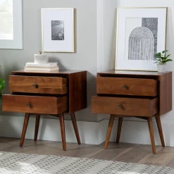Mid-Century Solid Wood Nightstand Collection (1 or 2 Drawer)