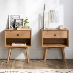 Mid-Century Solid Wood Nightstand Collection (1 or 2 Drawer)