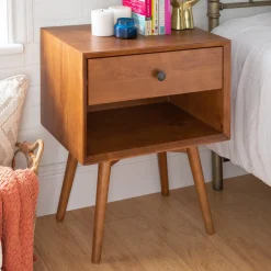 Mid-Century Solid Wood Nightstand Collection (1 or 2 Drawer)