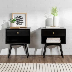 Mid-Century Solid Wood Nightstand Collection (1 or 2 Drawer)