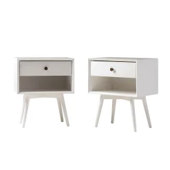 Mid-Century Solid Wood Nightstand Collection (1 or 2 Drawer)