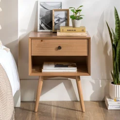 Mid-Century Solid Wood Nightstand Collection (1 or 2 Drawer)