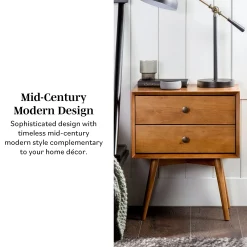 Mid-Century Solid Wood Nightstand Collection (1 or 2 Drawer)