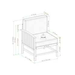 Midland Modern Solid Wood 3-Piece Outdoor Sectional Set