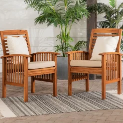 Midland Outdoor Patio Chairs with Cushions, Set of 2