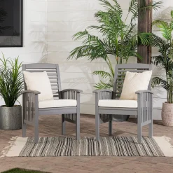 Midland Outdoor Patio Chairs with Cushions, Set of 2