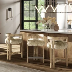 Millwick 26.5' Low Back Genuine Fur Counter Stool