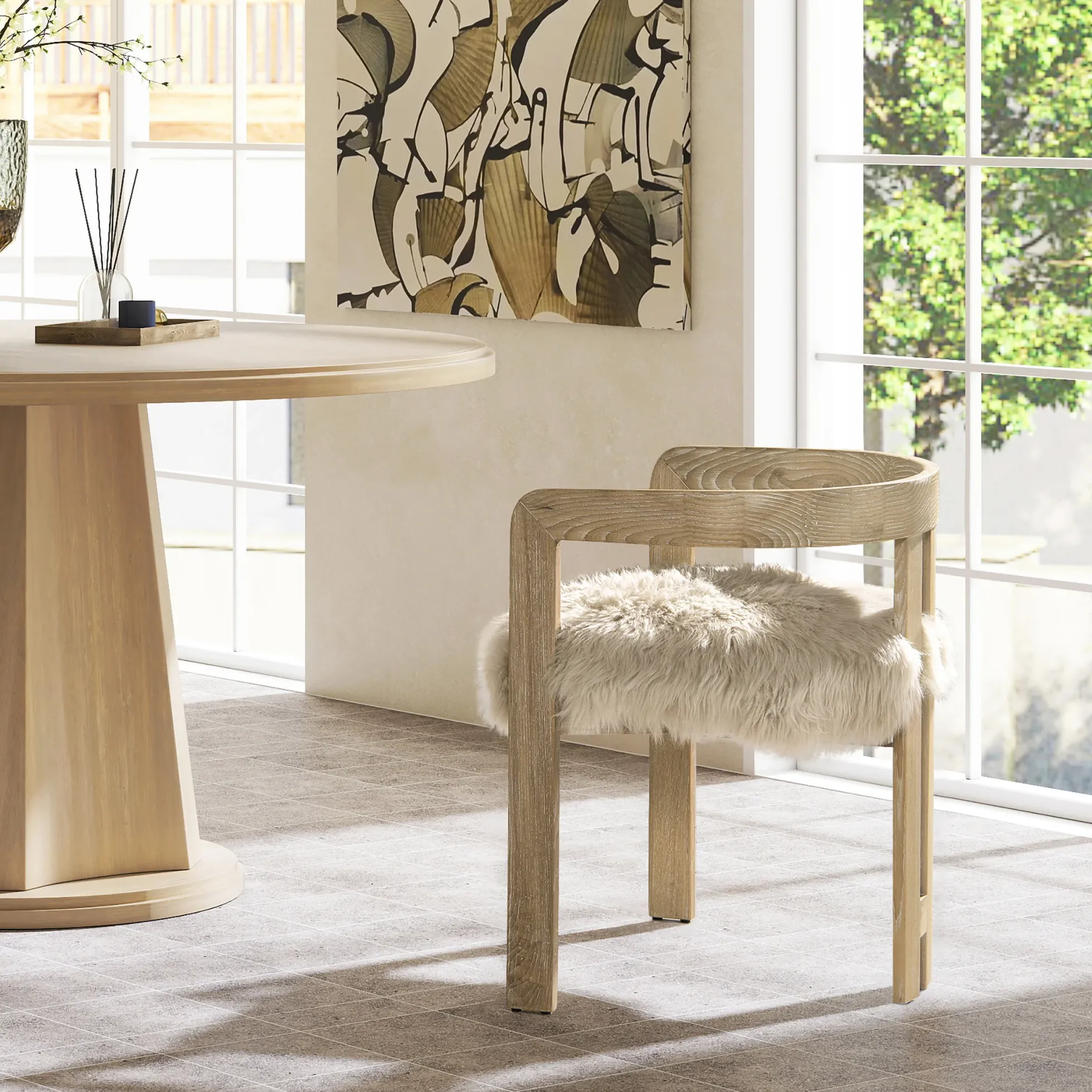 Millwick 21' Low Back Genuine Fur Dining Chair