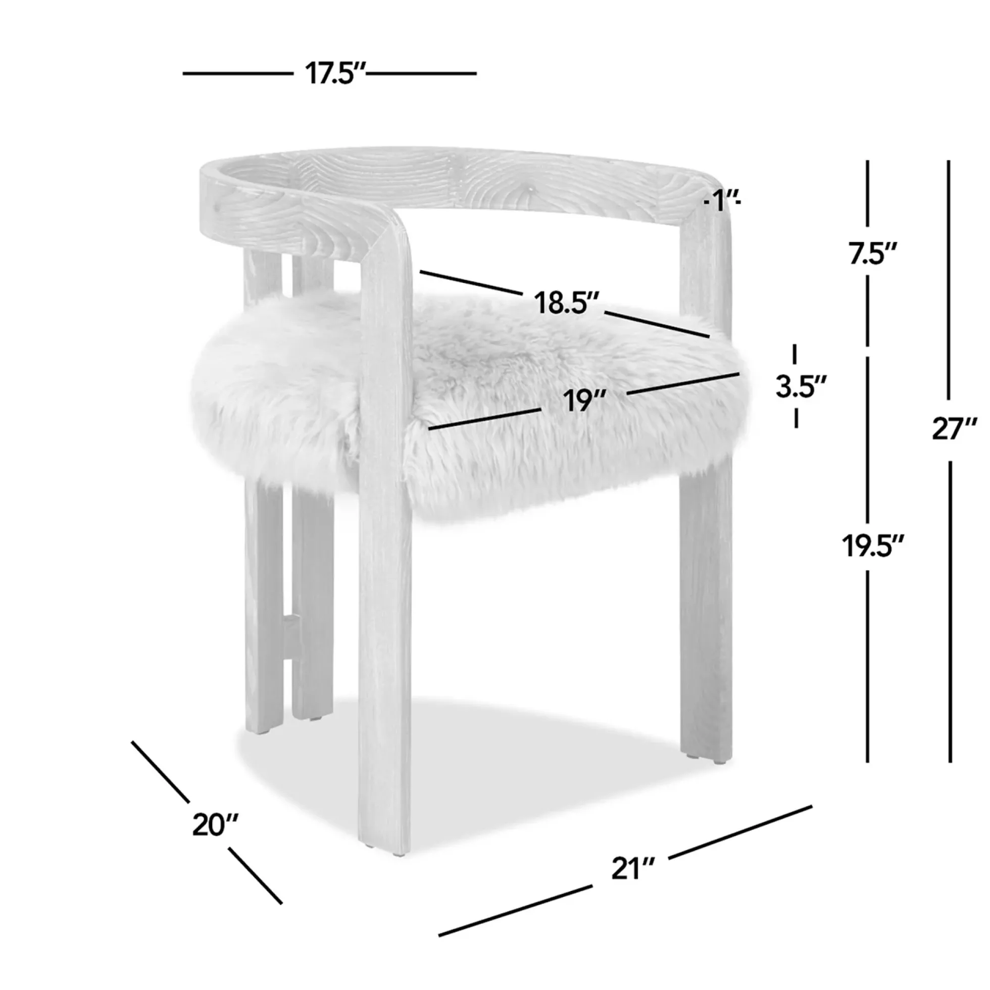 Millwick 21' Low Back Genuine Fur Dining Chair