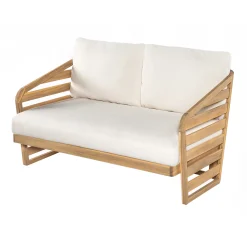 Minimalist Acacia Wood Outdoor Patio Loveseat and Coffee Table Set