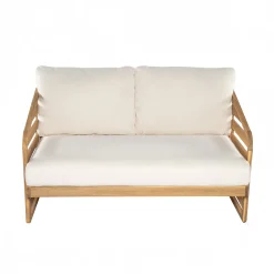 Minimalist Acacia Wood Outdoor Patio Loveseat and Coffee Table Set
