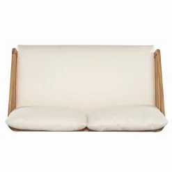 Minimalist Acacia Wood Outdoor Patio Loveseat and Coffee Table Set