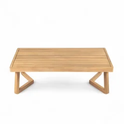Minimalist Acacia Wood Outdoor Patio Loveseat and Coffee Table Set
