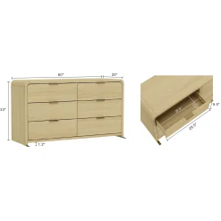 Minimalist Curve Design 6 Drawer Dresser