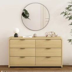 Minimalist Curve Design 6 Drawer Dresser