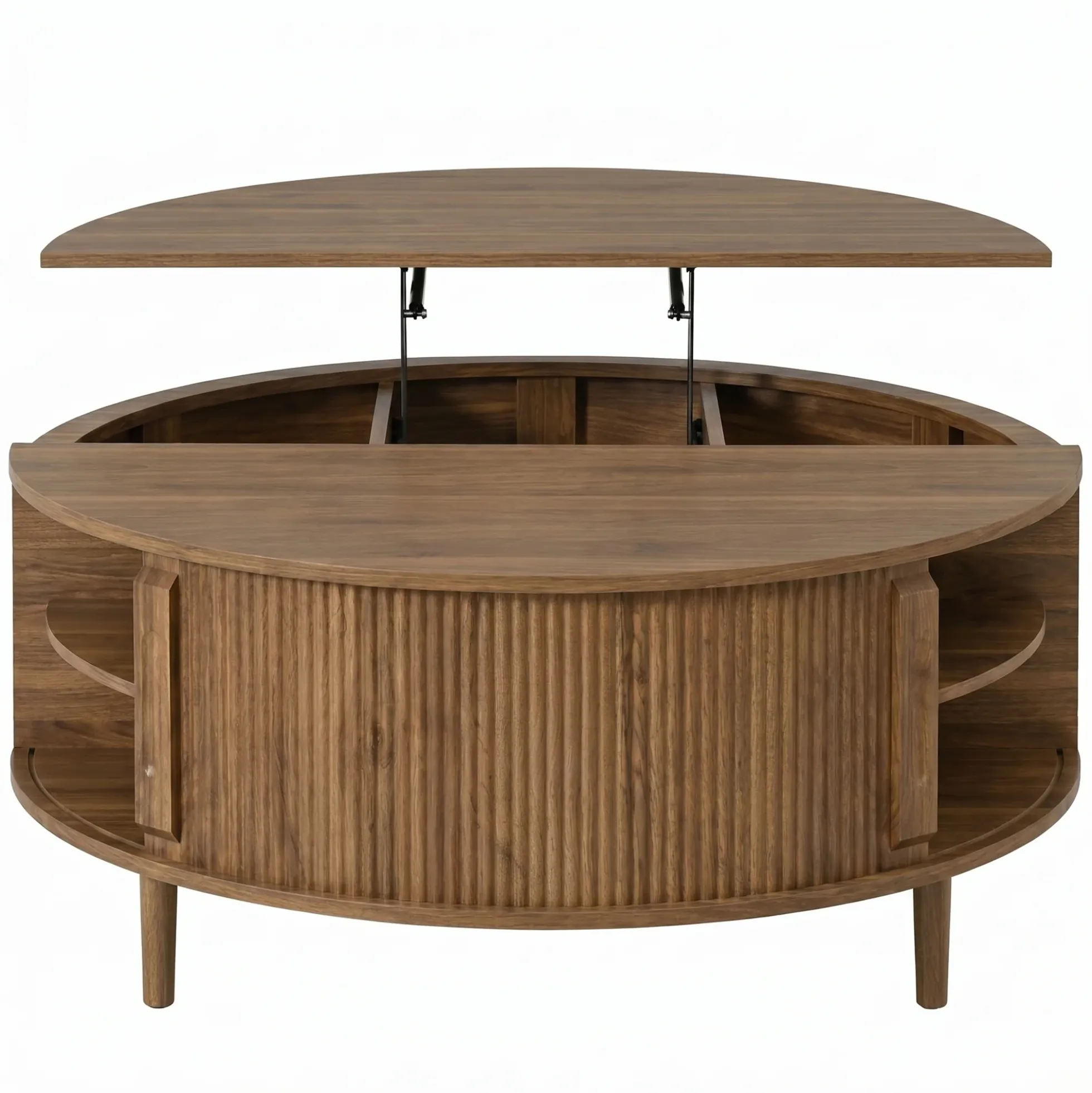 Minimalist Round Lift-Top Coffee Table with Hidden Storage