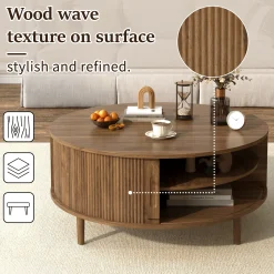 Minimalist Round Lift-Top Coffee Table with Hidden Storage