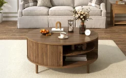 Minimalist Round Lift-Top Coffee Table with Hidden Storage