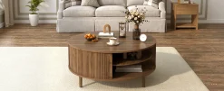 Minimalist Round Lift-Top Coffee Table with Hidden Storage