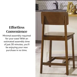Minimalist Solid Wood Counter Stool, Set of 2