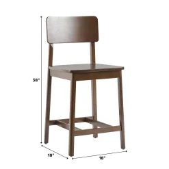 Minimalist Solid Wood Counter Stool, Set of 2
