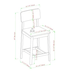 Minimalist Solid Wood Counter Stool, Set of 2